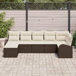 vidaXL Ensemble de canapé de jardin 7 Pièces Marron Poly rotin