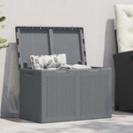 vidaXL Boîte de rangement de jardin gris PP rotin 180 L