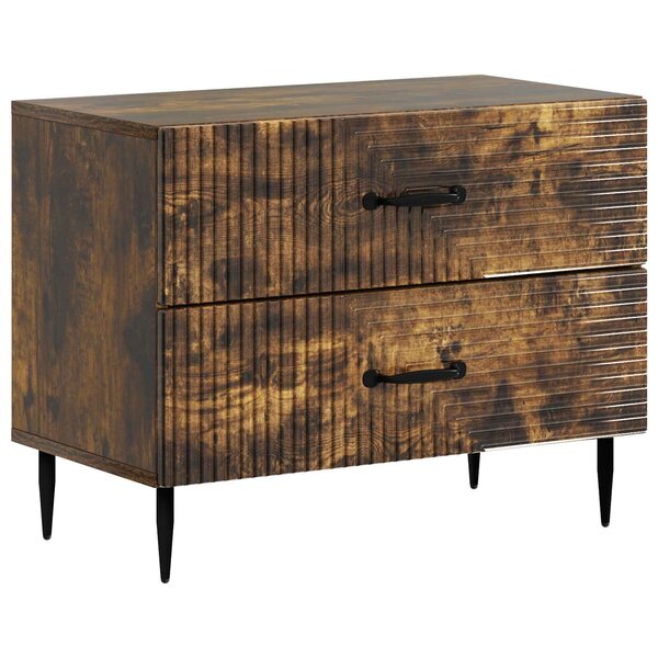 vidaXL Cabinet de chevet avec tiroir Chêne fumé 62 x 34 5 x 47 5 cm