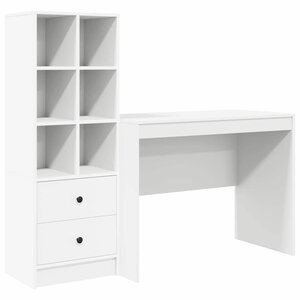 vidaXL Bureau avec rangement avec tiroir 2 Pièces Blanc Bois d'ingénierie