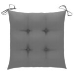 vidaXL Chaises de jardin lot de 2 et coussins gris Bois de teck massif