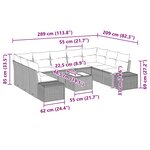 vidaXL Ensemble de canapé de jardin 10 Pièces Gris Poly rotin