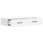 vidaXL Table d'appoint murale Blanc brillant 87 5 x 34 5 x 17 cm