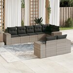 vidaXL Salon de jardin 8 Pièces avec coussins gris clair résine tressée