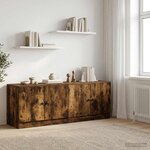 vidaXL Armoire de lit 2 Pièces Chêne fumé 66 x 35 x 48 cm