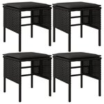 vidaXL Repose-pieds de jardin et coussins lot de 4 Noir Résine tressée
