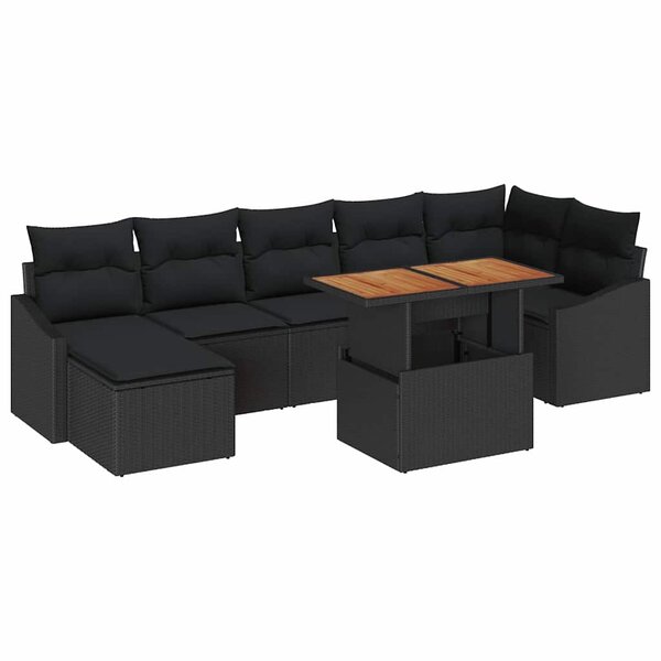vidaXL Ensemble de salle à manger pour jardin 8 Pièces Noir  Marron