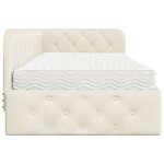 vidaXL Cadre de lit d'angle avec matelas Crème 90 x 190 cm Velours