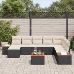 vidaXL Ensemble de canapé de jardin avec coussin 9 Pièces Noir et crème