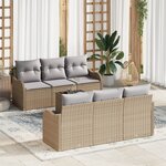 Canapé de Jardin 7 Pièces avec Coussins Beige Poly Rattan vidaXL