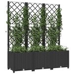 vidaXL Jardinière de jardin avec treillis Noir 120 x 40 x 136 cm PP