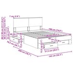 vidaXL Cadre de lit Gris Sonoma 140 x 190 cm Bois d'ingénierie