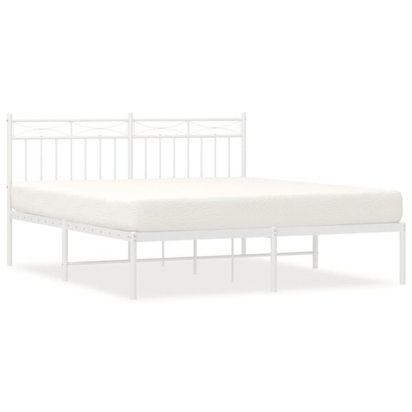 vidaXL Cadre de lit métal sans matelas et tête de lit blanc 160x200 cm