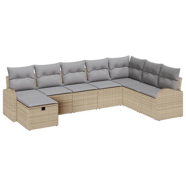 vidaXL Ensemble de canapé de jardin 8 Pièces beige et gris clair
