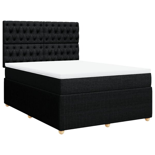 vidaXL Sommier à lattes de lit avec matelas Noir 140x190 cm Tissu