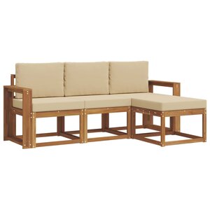 vidaXL Ensemble de canapés d'extérieur 4 pc Naturel et Beige