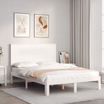 vidaXL Cadre de lit avec tête de lit blanc 140x200 cm bois massif