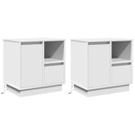 vidaXL Cabinet de chevet avec tiroir 2 Pièces Blanc 50 x 34.5 x 50 cm.