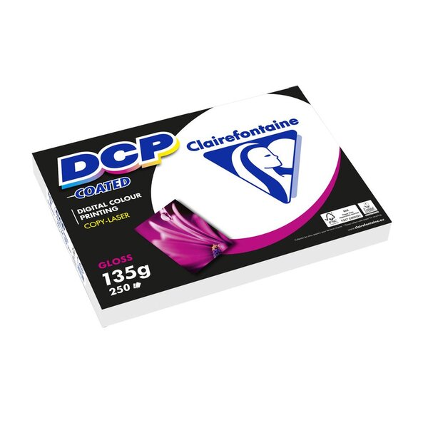 Ramette 250 Feuilles Papier 135g A4 210x297 mm Certifié FSC Couché Brillant Blanc CLAIREFONTAINE