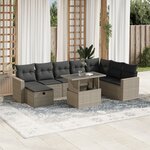 vidaXL Salon de jardin 9 Pièces avec coussins gris clair résine tressée