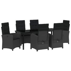 vidaXL Ensemble de salle à manger pour jardin 7 Pièces Noir polyrotin