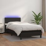 vidaXL Sommier à lattes de lit avec matelas et LED Noir 80x200 cm