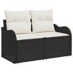 Ensemble de Canapés de Jardin 8 Pièces avec Coussins Noir en Rotin