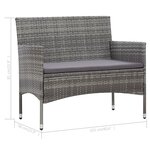 vidaXL Salon de jardin 4 Pièces avec coussins résine tressée gris