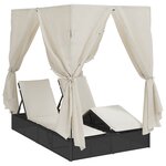Chill out avec le transat double vidaXL avec toit et rideaux en poly rotin noir