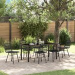 vidaXL Set de Salle à Manger de Jardin 7 Pièces Noir Rotin Poly