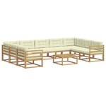 vidaXL Ensemble de canapés d'extérieur 10 pc Blanc et crème