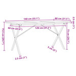 vidaXL Table à manger cadre en X 140x80x75 5 cm bois pin massif fonte