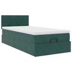 vidaXL Lit ottoman avec matelas et LED Vert foncé 80x200cm velours