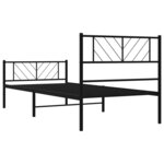 vidaXL Cadre de lit métal sans matelas avec pied de lit noir 75x190 cm