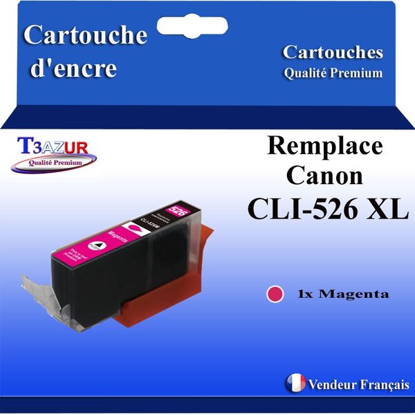 T3AZUR - Cartouche compatibles avec Canon CLI526 CLI-526 XL  pour Canon Pixma MG6250 MG8150 MG8250 MX715 MX880 MX885 MX895 - Magenta
