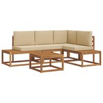 vidaXL 5 pc Ensemble de canapés d'extérieur Naturel et Beige