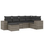 vidaXL Salon de jardin 6 Pièces avec coussins gris résine tressée