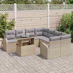 vidaXL Ensemble de canapé de jardin 9 Pièces Beige polyrotin