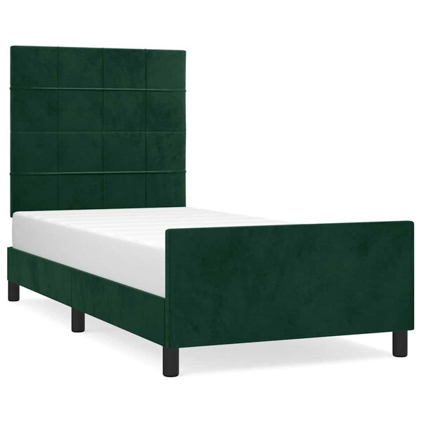 vidaXL Cadre de lit sans matelas vert foncé 90x200 cm velours