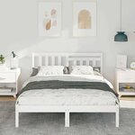 vidaXL Cadre de lit avec tête de lit Blanc 140 x 190 cm Pin massif