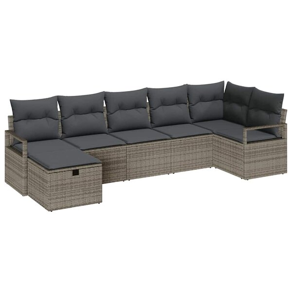 vidaXL Ensemble de canapé de jardin 7 Pièces Gris 287 x 122 x 85 cm