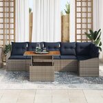 vidaXL Ensemble de canapé de jardin 7 Pièces Gris Poly rotin