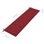 vidaXL Banc de jardin avec coussin bordeaux 175 cm Bois de teck massif