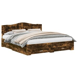 vidaXL Cadre de lit Chêne fumé 180 x 200 cm Bois d'ingénierie