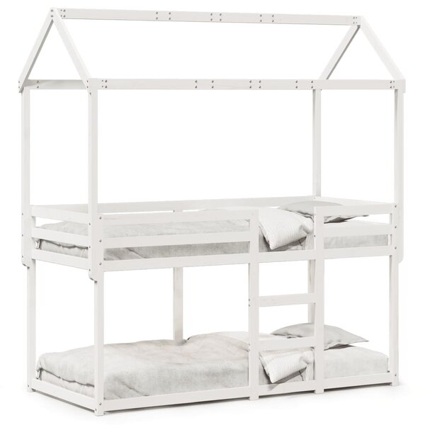 vidaXL Lit superposé avec toit blanc 75x190 cm bois massif de pin