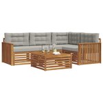 vidaXL Ensemble de canapés d'extérieur 5 Pièces Gris Naturel et Clair