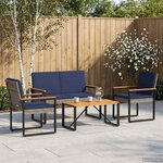 vidaXL Ensemble de meubles d'extérieur 4 Pièces Gris et bleu marine