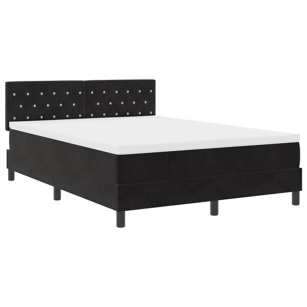 Lit Box Spring vidaXL avec Matelas Noir 140x190 cm Velours