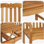 vidaXL Banc en Bois Sculpté en Rose 155 x 60 x 94 cm Naturel