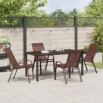 Ensemble repas jardin 5 pièces vidaXL en textilène marron et acier